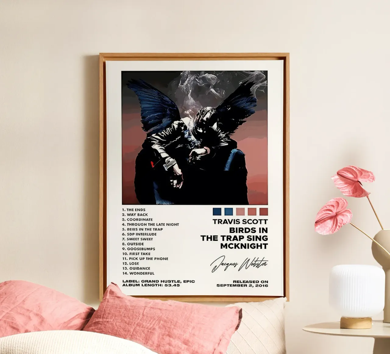 Travis Scott Birds In The Trap Sing Mcknighrt canvas met Baklijst van Roronoa7