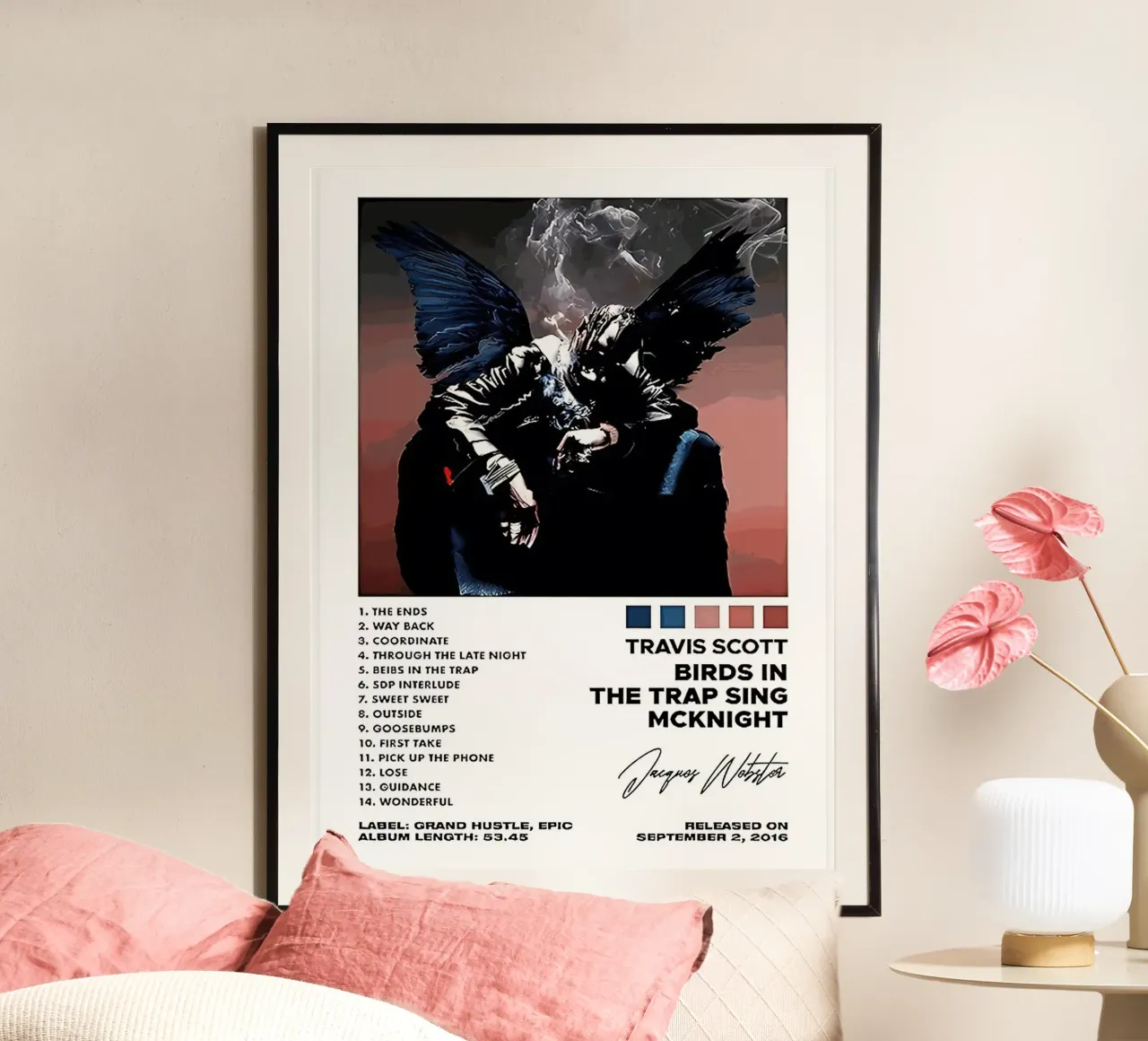 Travis Scott Birds In The Trap Sing Mcknighrt poster con marco de plástico de Roronoa7
