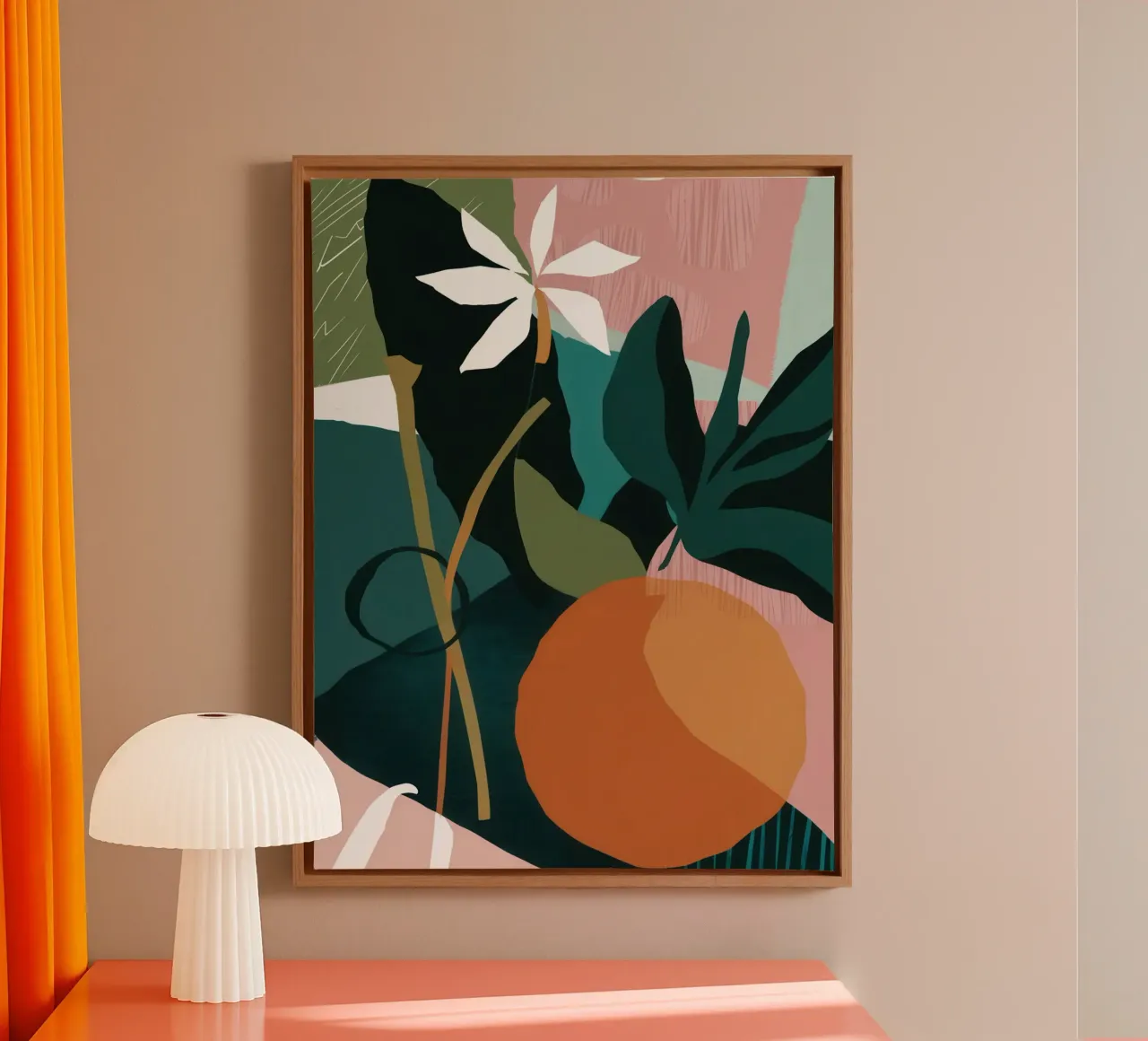 Abstract zonnestilleven canvas met Baklijst van Heaven Craft