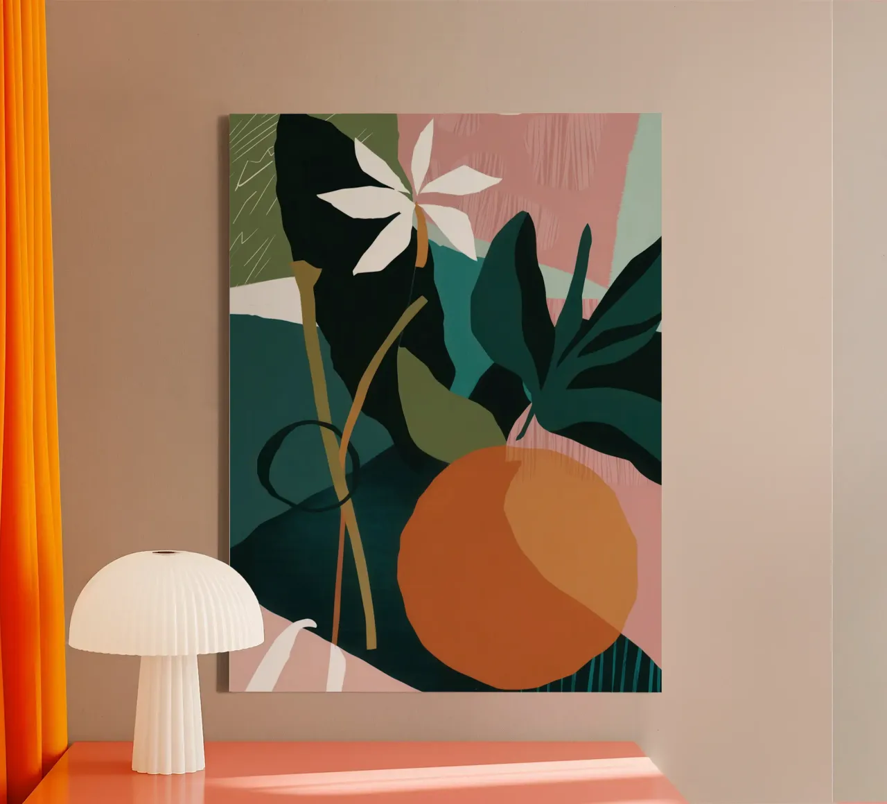 Abstract zonnestilleven canvas met Baklijst van Heaven Craft