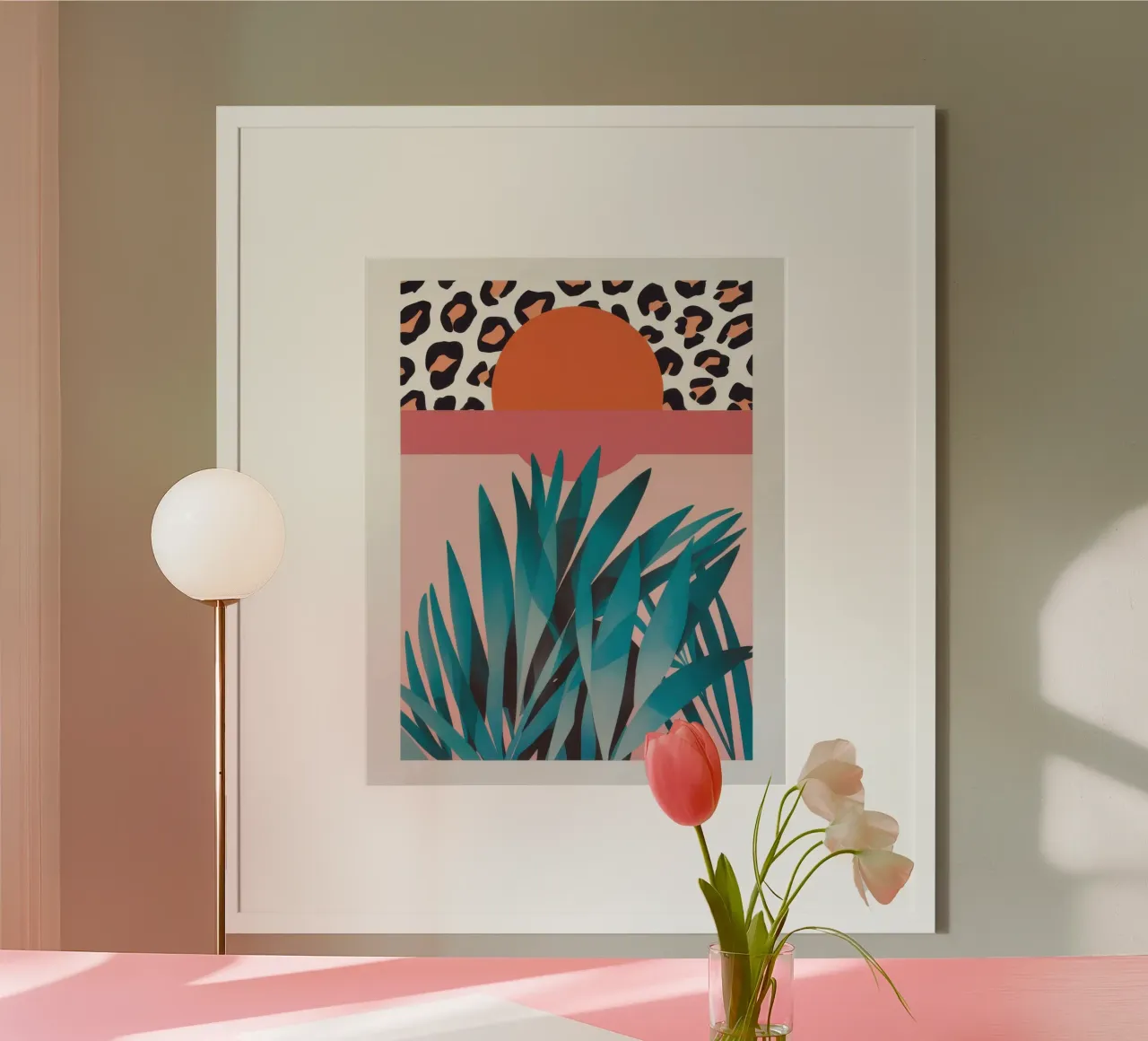 Tramonto tropicale minimalista poster con telaio in alluminio da Moon Revolver
