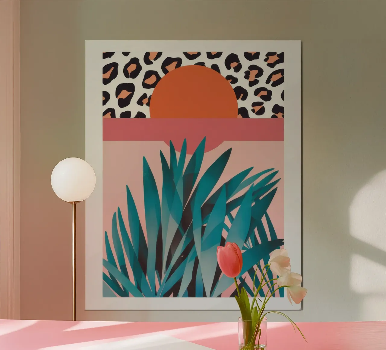 Tramonto tropicale minimalista poster con telaio in alluminio da Moon Revolver