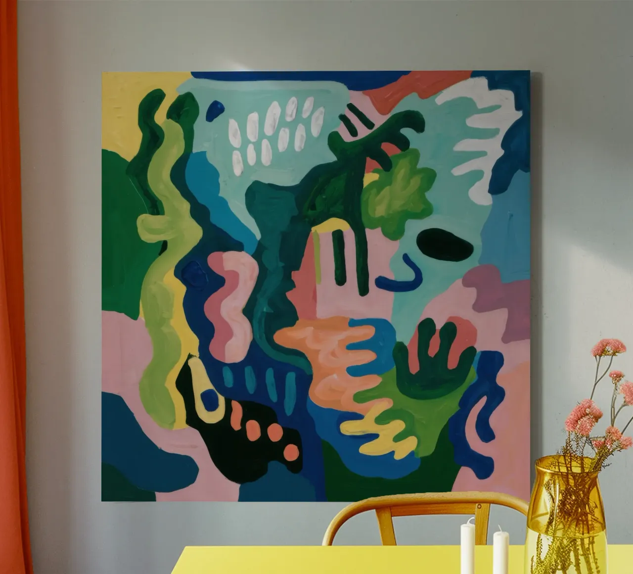 Playful Abstract Doodle canvas with Floater frame by Heaven Craft