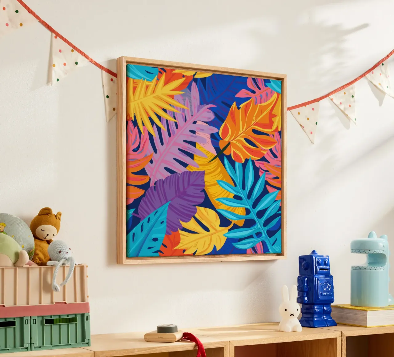 Psychedelic Jungle Rave canvas with Floater frame by Echo Saber