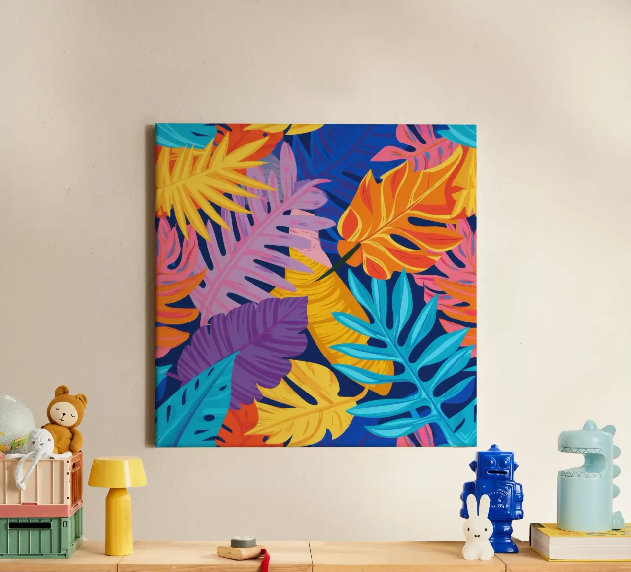 Psychedelic Jungle Rave canvas with Floater frame by Echo Saber