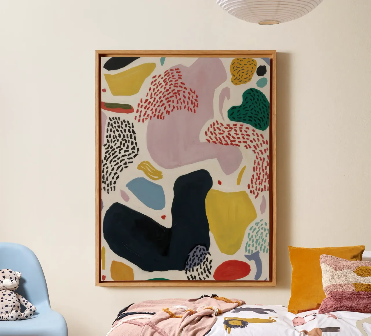 Earthy Terrazzo Forms canvas with Floater frame by Orchid Patina