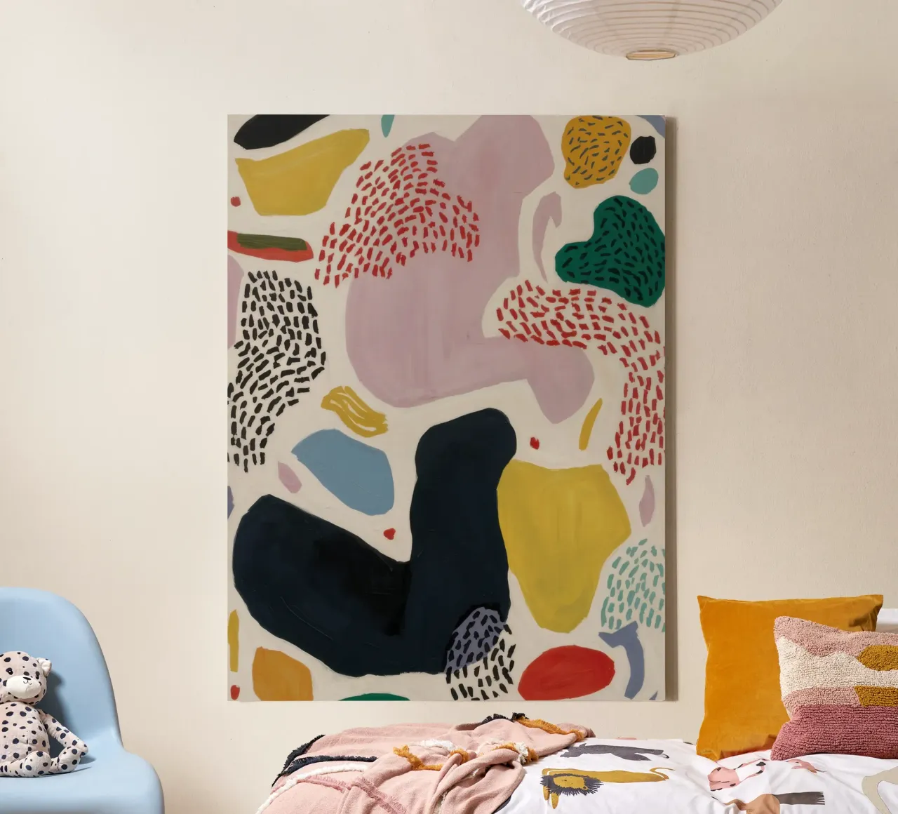 Earthy Terrazzo Forms canvas with Floater frame by Orchid Patina