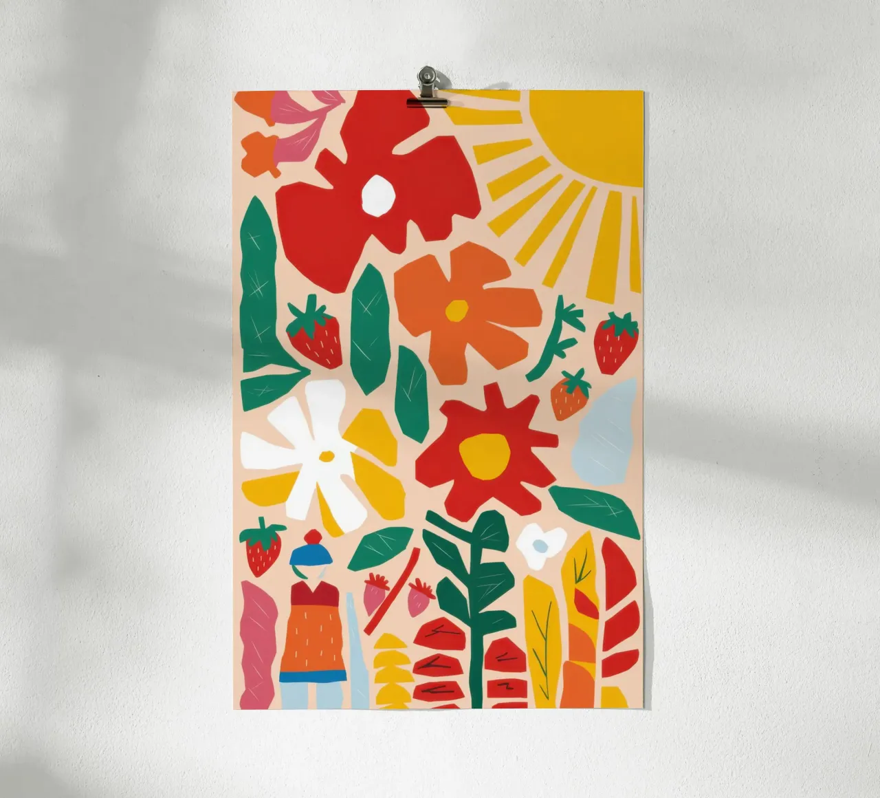 Fiore rosso del sole poster con telaio in alluminio da Heaven Craft