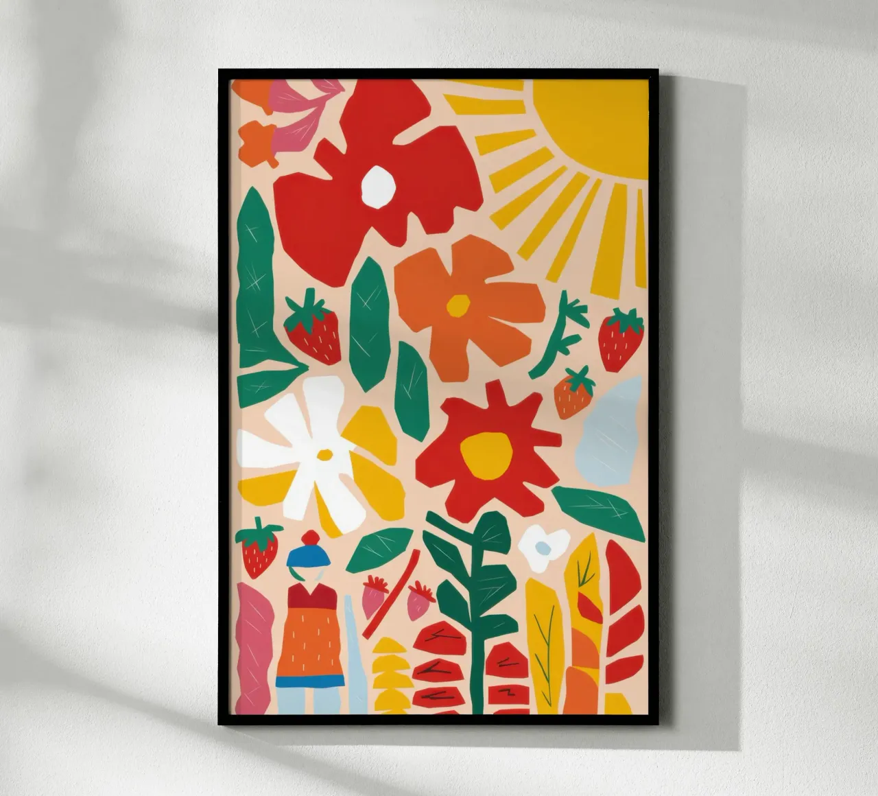 Fiore rosso del sole poster con telaio in alluminio da Heaven Craft