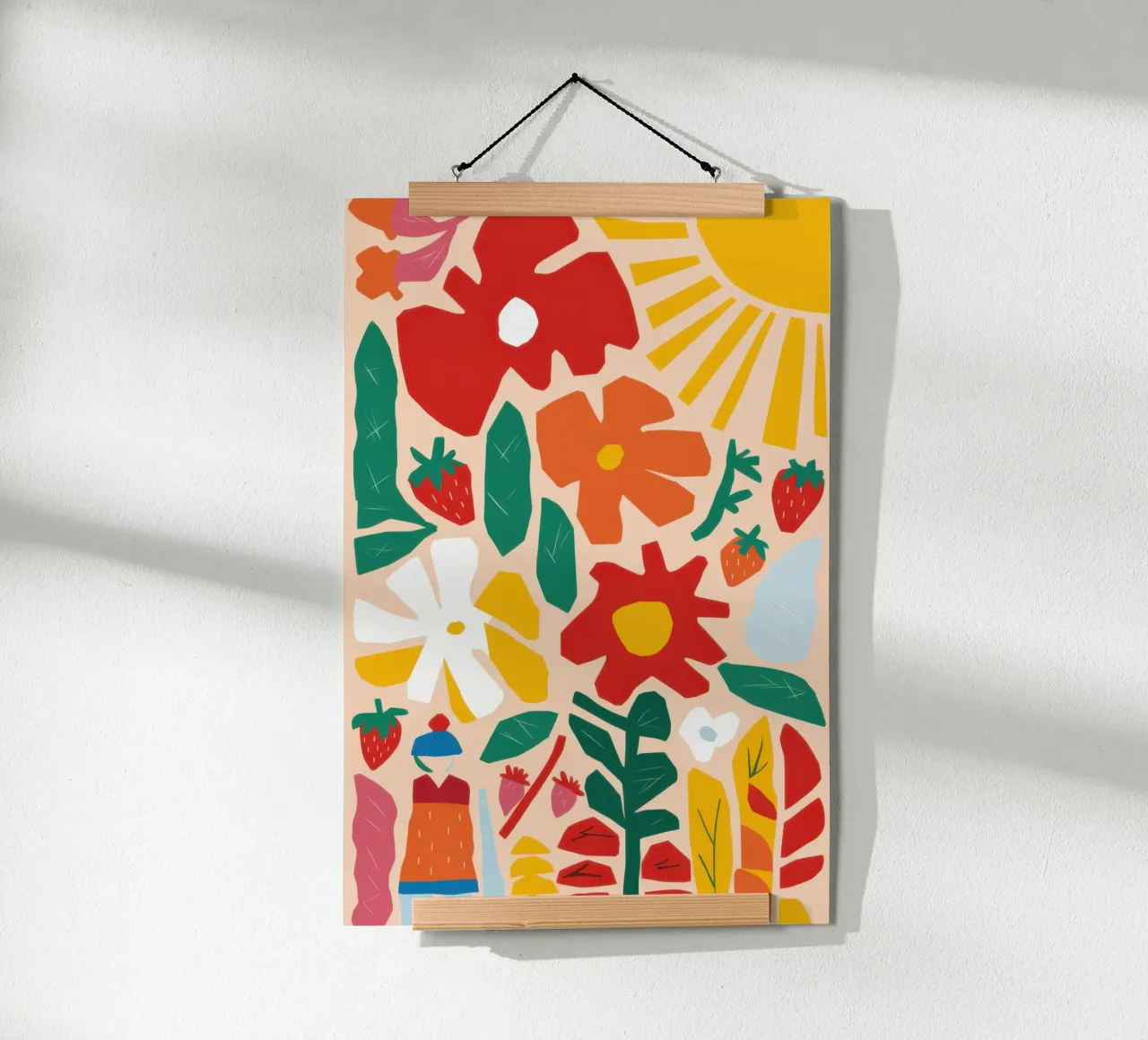 Fiore rosso del sole poster con telaio in alluminio da Heaven Craft