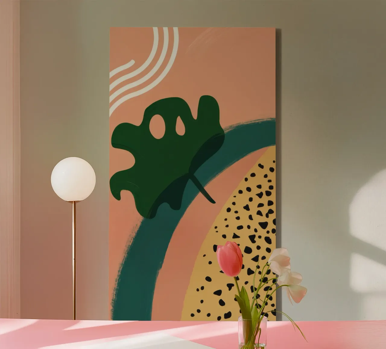 Minimalistisch Aardeblad canvas met Baklijst van Moon Revolver