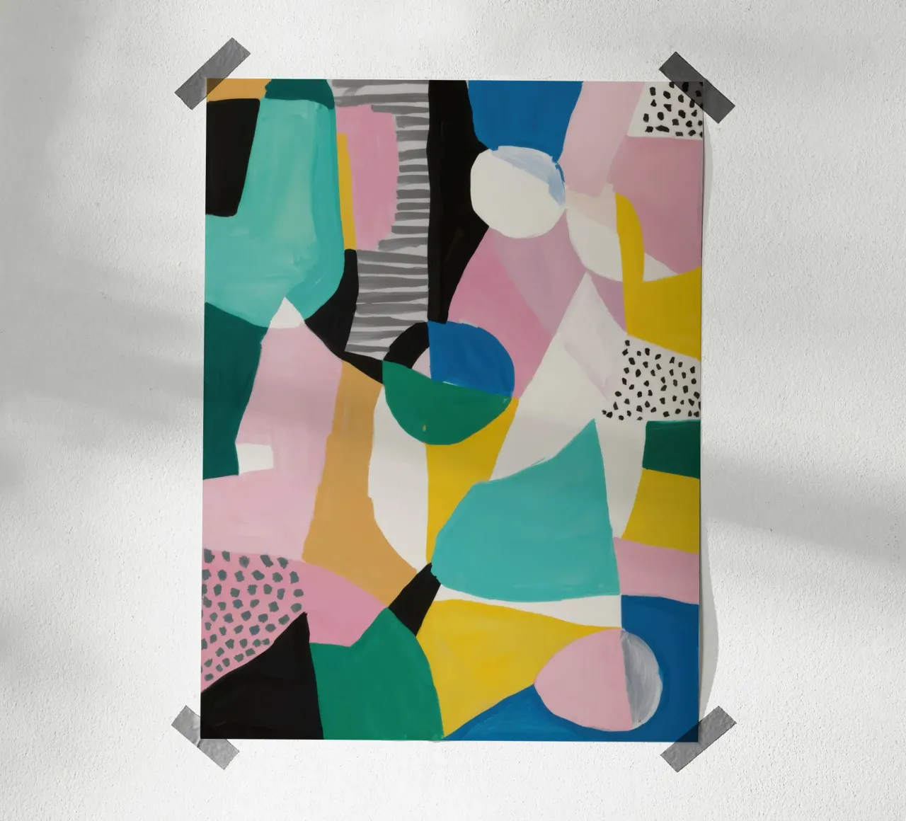 Collage di forme di metà secolo poster con telaio in plastica da Wish Studio