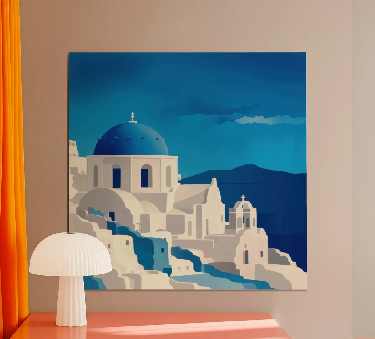 Sogno greco azzurro poster con telaio in legno da Orchid Patina