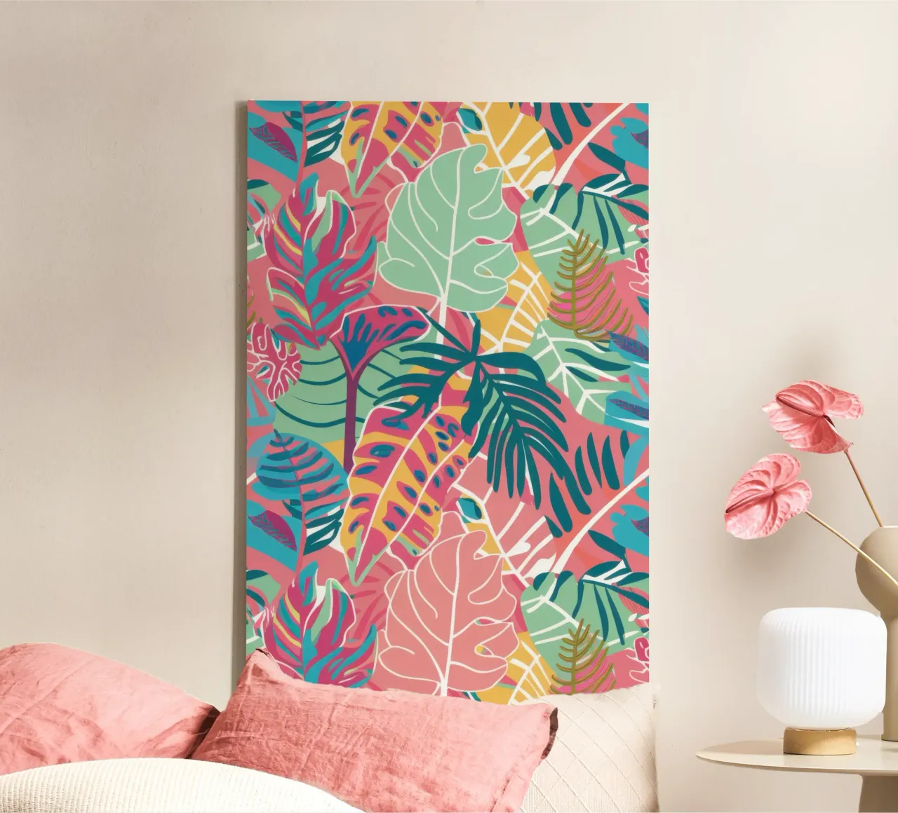 Pastel Jungle Haze canvas met Baklijst van Heaven Craft