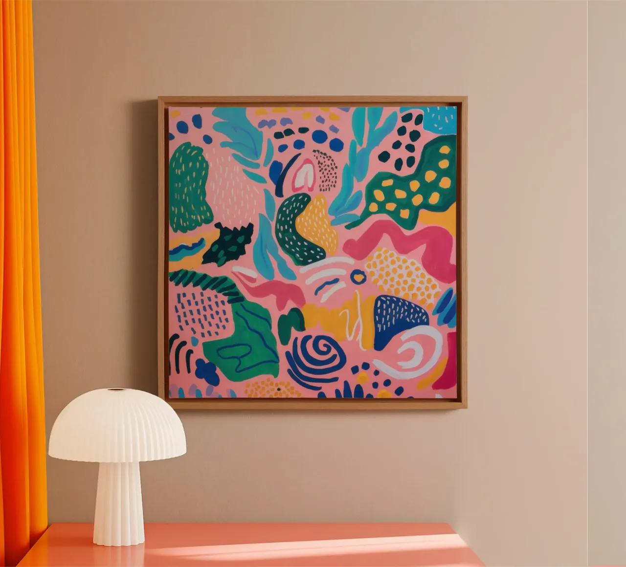 Joyful Abstract Carnival canvas with Floater frame by Orchid Patina
