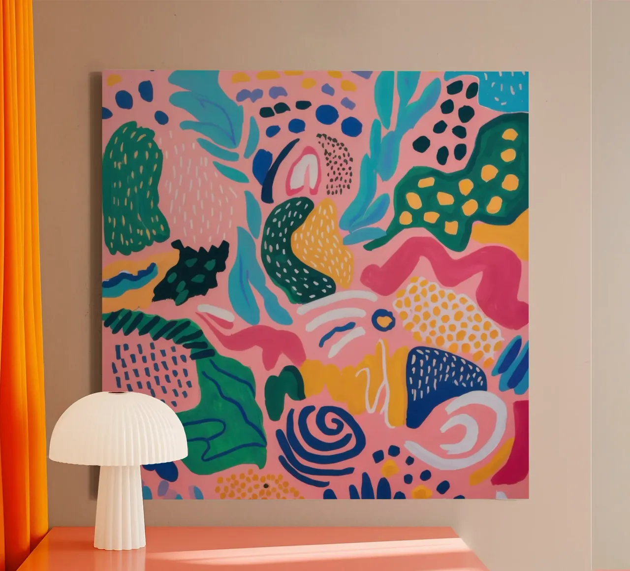 Joyful Abstract Carnival canvas with Floater frame by Orchid Patina