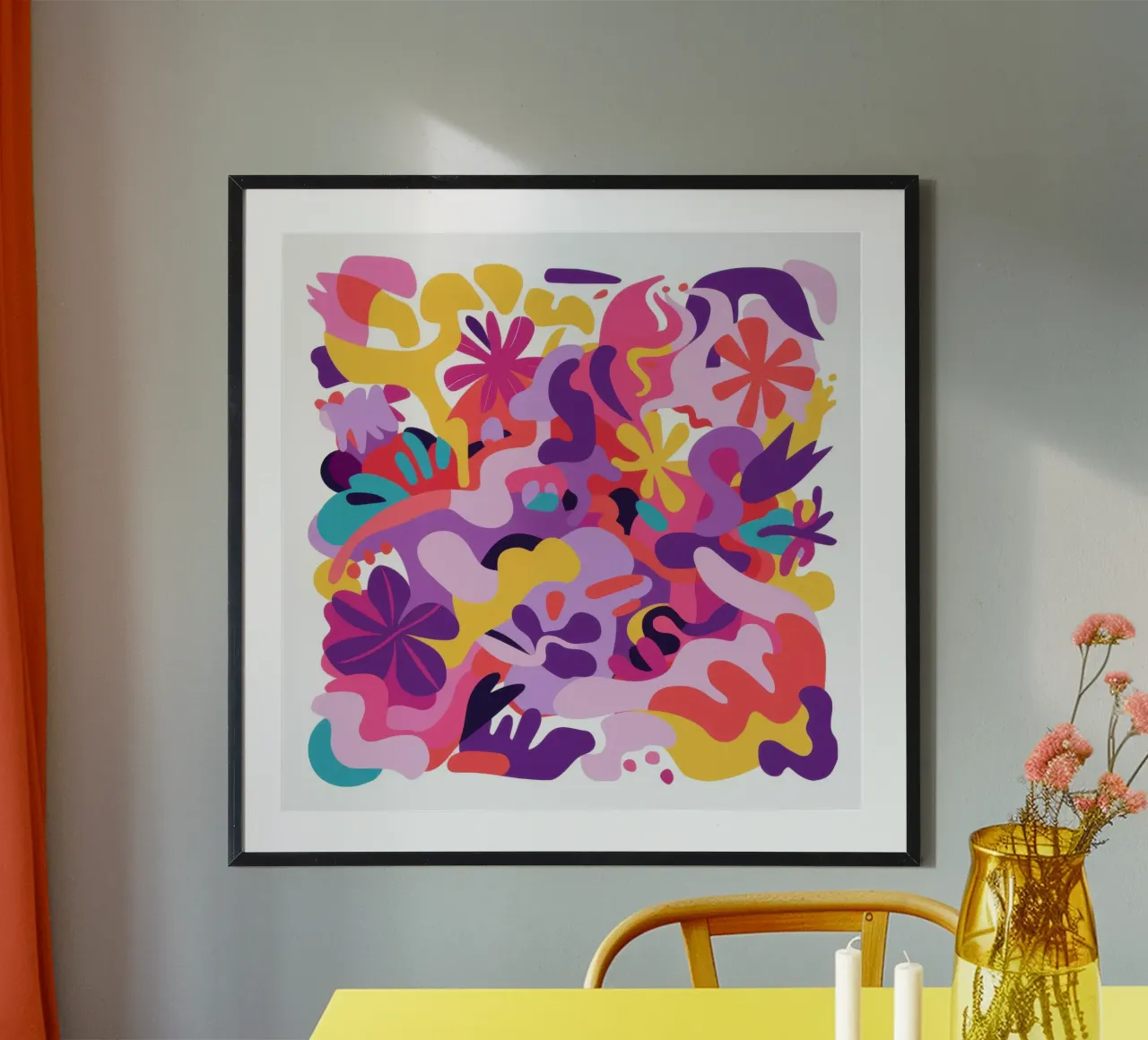 Accozzaglia astratta cromatica poster con telaio in alluminio da Moon Revolver