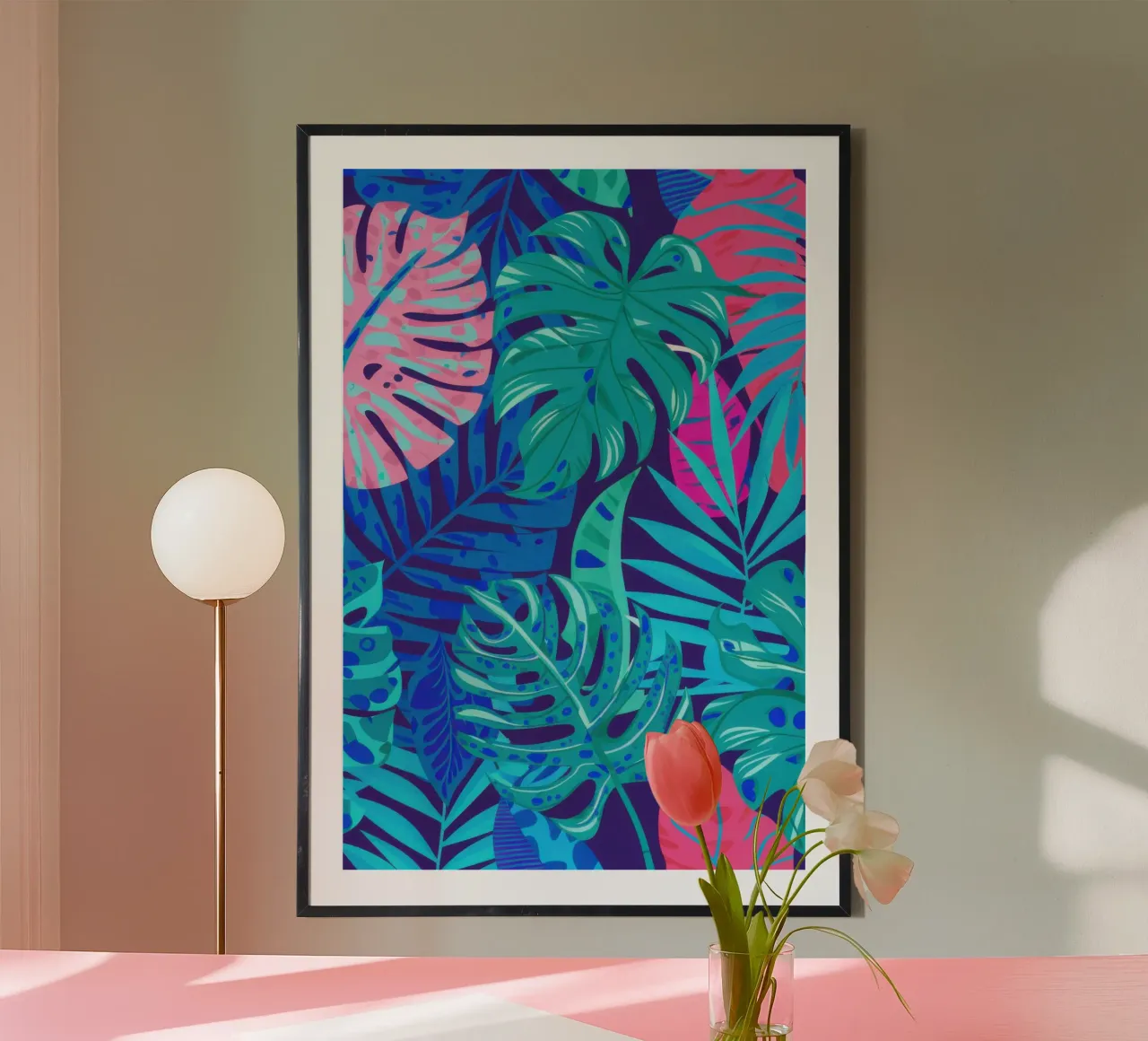 Profondità della giungla di cobalto poster con telaio in alluminio da Wish Studio