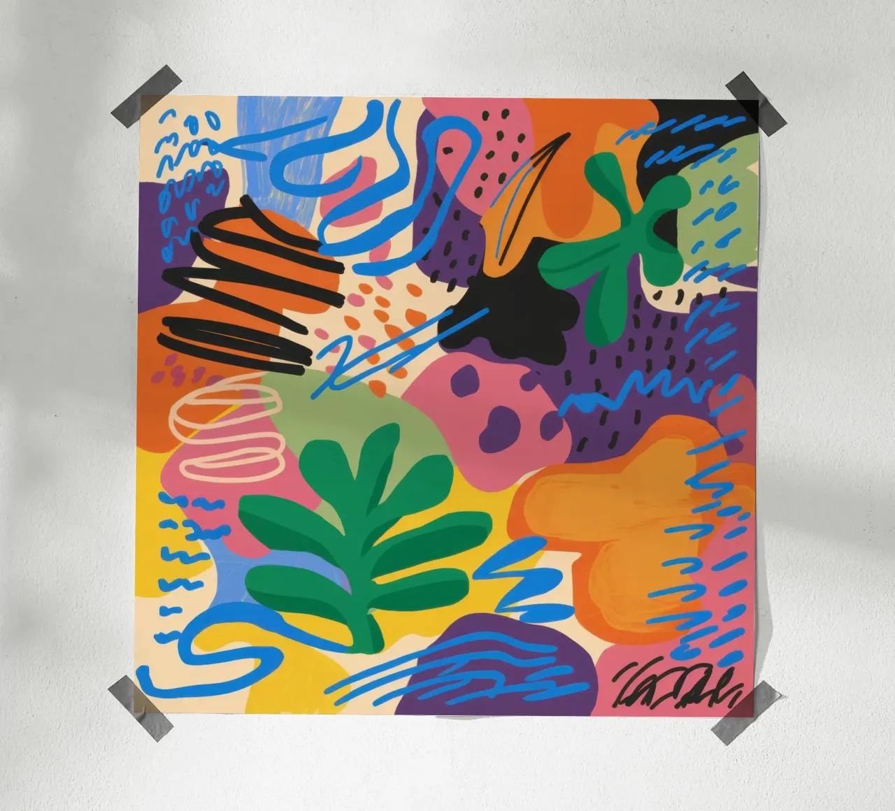 Jungle Graffiti Fusion poster con telaio in plastica da Orchid Patina