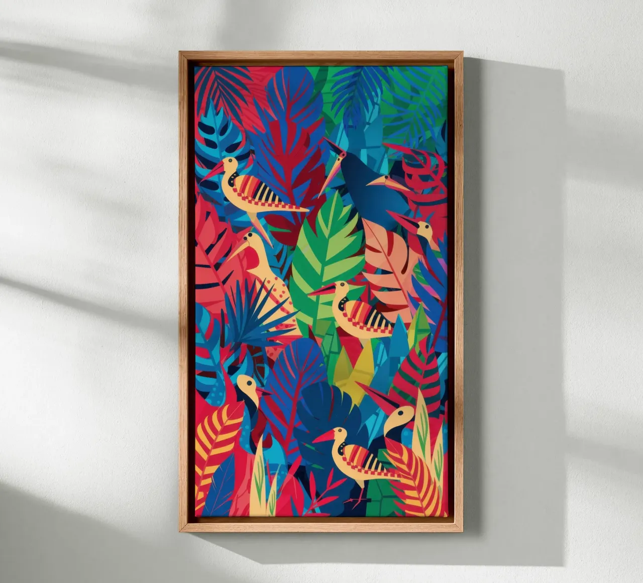 Chromatic Jungle Dream canvas with Floater frame by Echo Saber