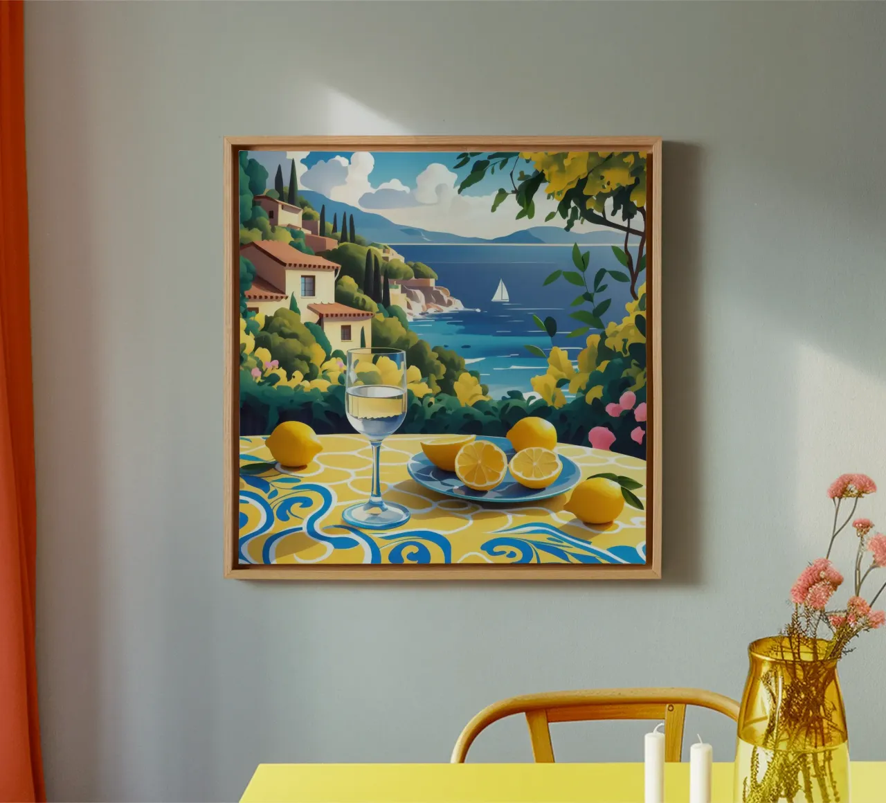 Terrazza dei limoni Paesaggio marino tela con Cornice a cassetta da Wish Studio