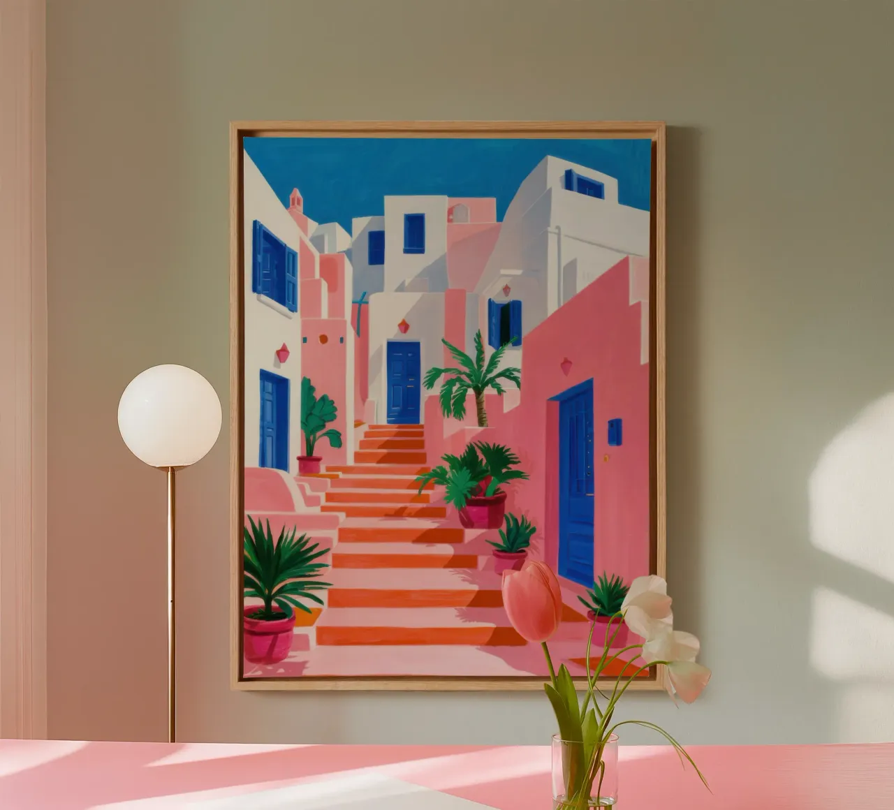 Chromatic Urban Steps canvas with Floater frame by Moon Revolver