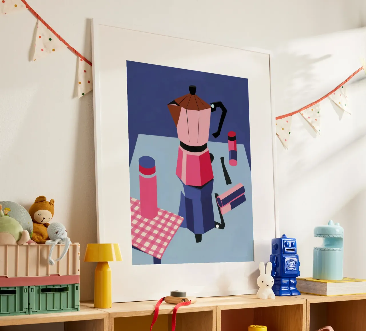 Infuso grafico mattutino poster con telaio in alluminio da Moon Revolver
