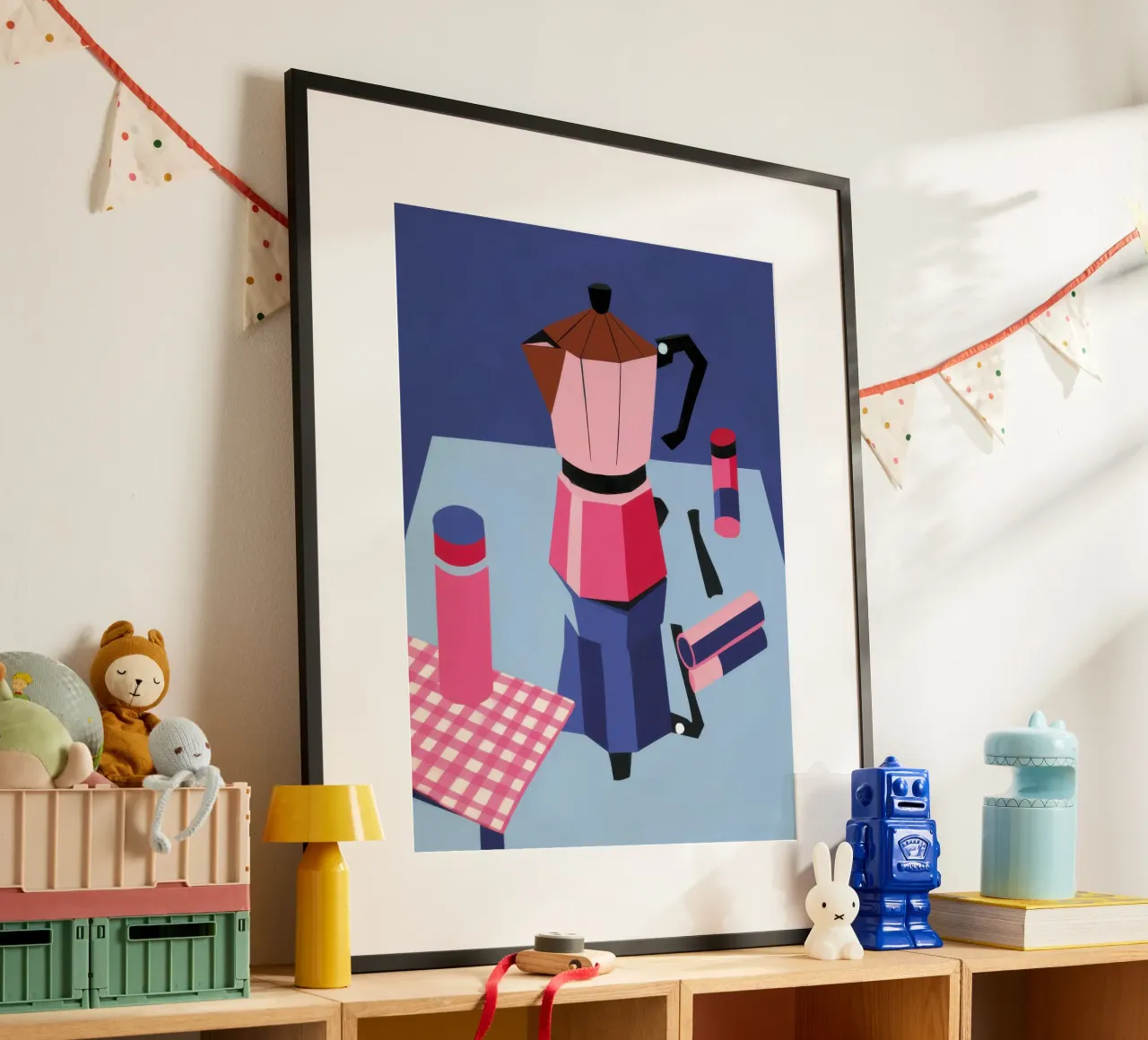 Infuso grafico mattutino poster con telaio in alluminio da Moon Revolver