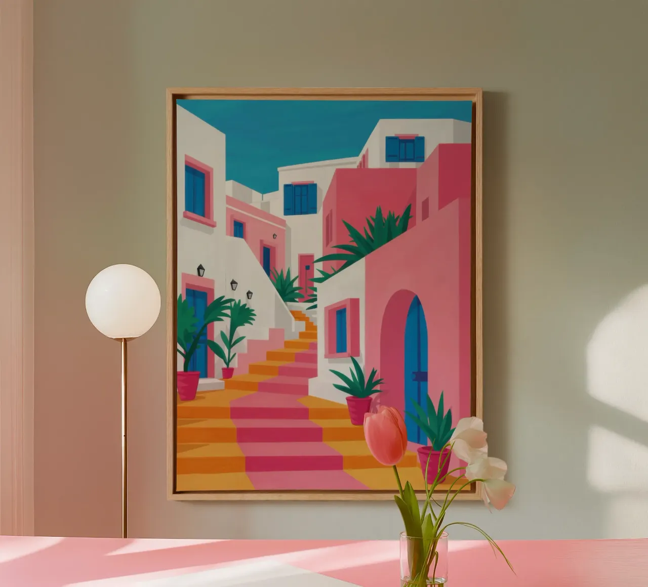 Pasteltrap Oase canvas met Baklijst van Moon Revolver