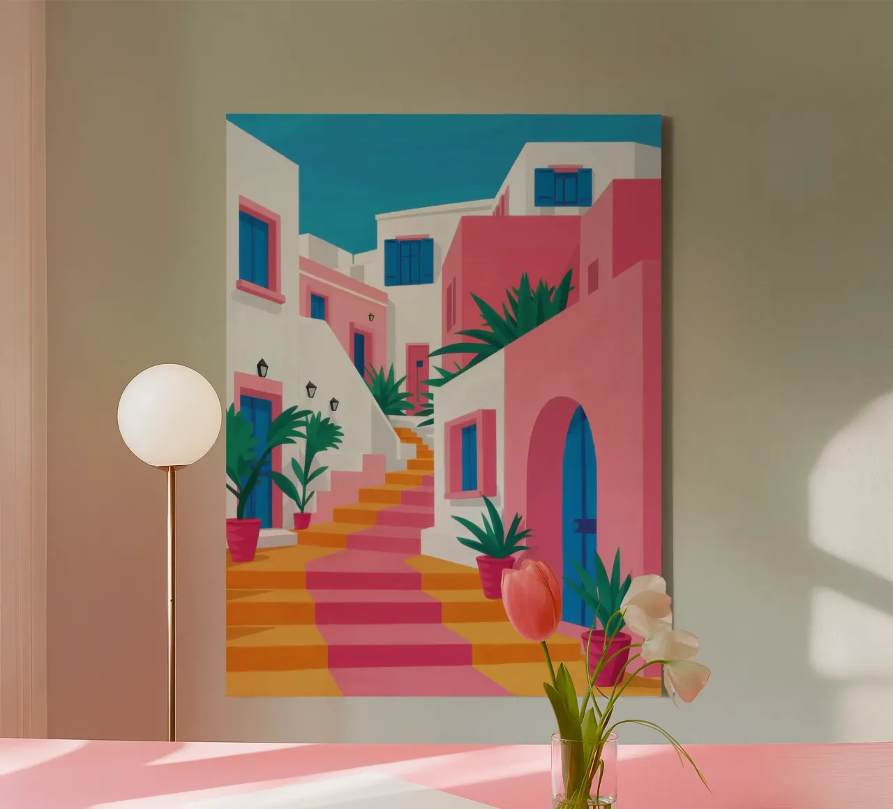 Pasteltrap Oase canvas met Baklijst van Moon Revolver