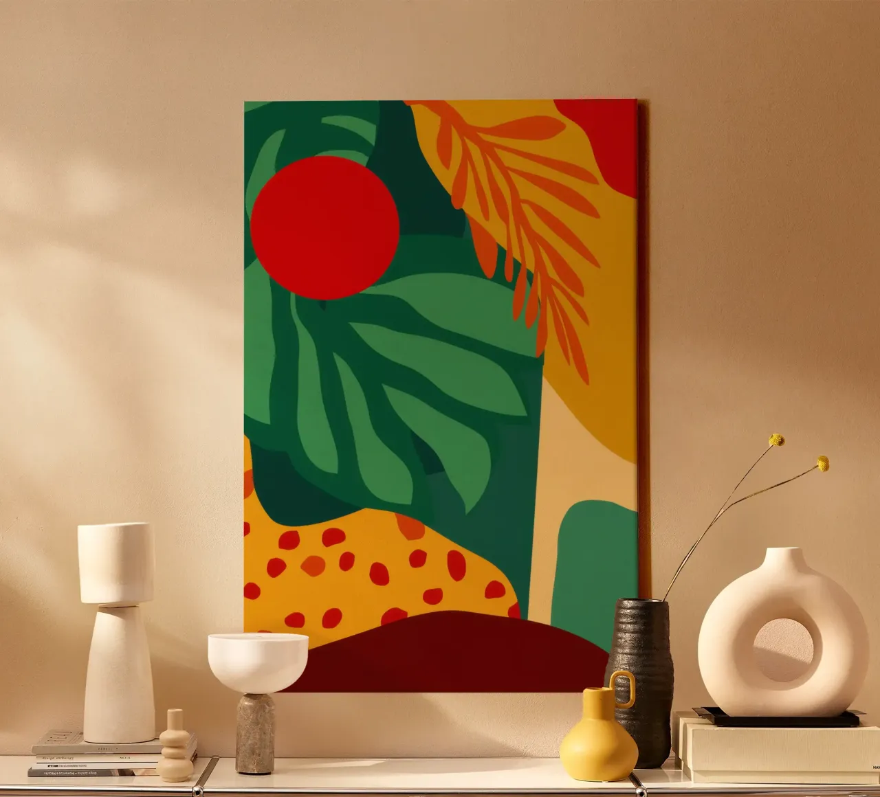 Sole rosso minimalista tela con Cornice a cassetta da Heaven Craft