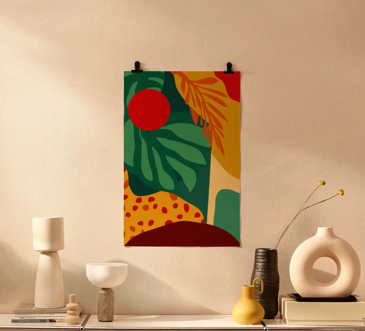 Sole rosso minimalista poster da Heaven Craft