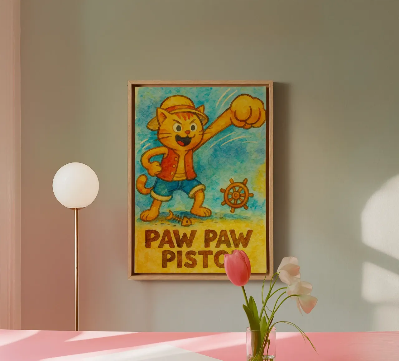 funny cat paw paw pistols canvas with Floater frame by tanabaroo