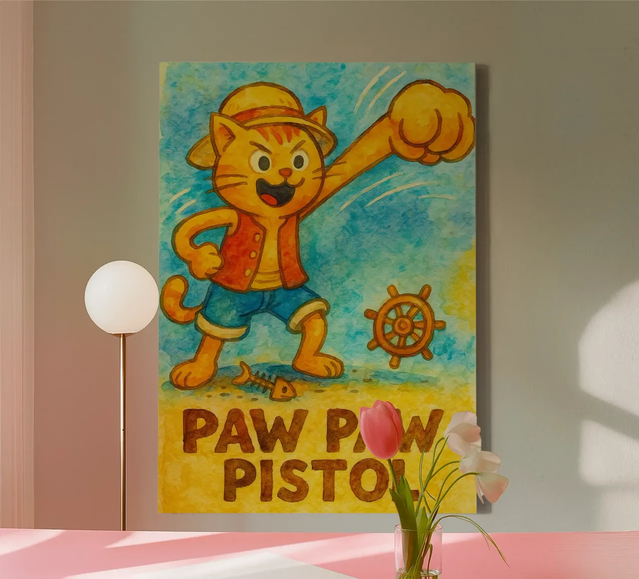 funny cat paw paw pistols canvas with Floater frame by tanabaroo