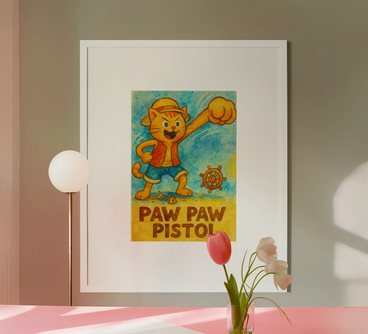 divertenti pistole a zampa di gatto poster con telaio in plastica da tanabaroo