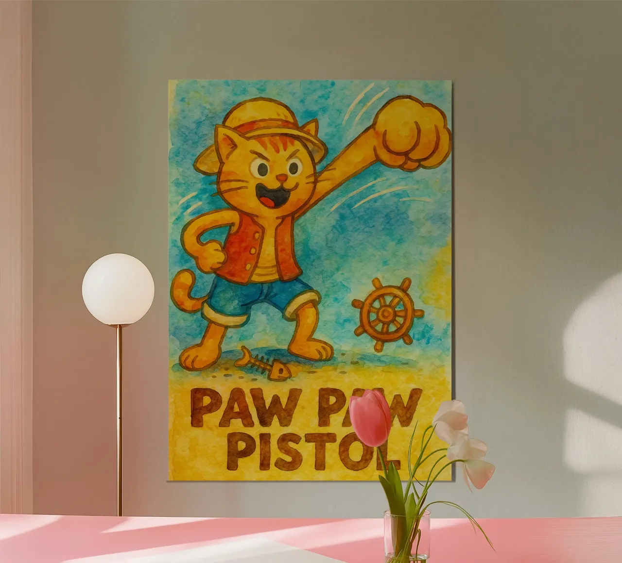divertenti pistole a zampa di gatto poster con telaio in plastica da tanabaroo