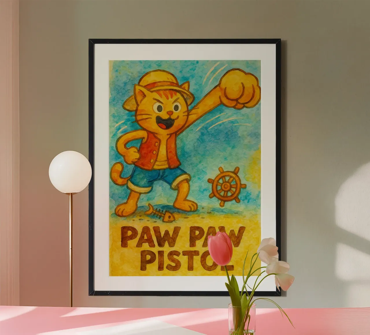 divertenti pistole a zampa di gatto poster con telaio in plastica da tanabaroo