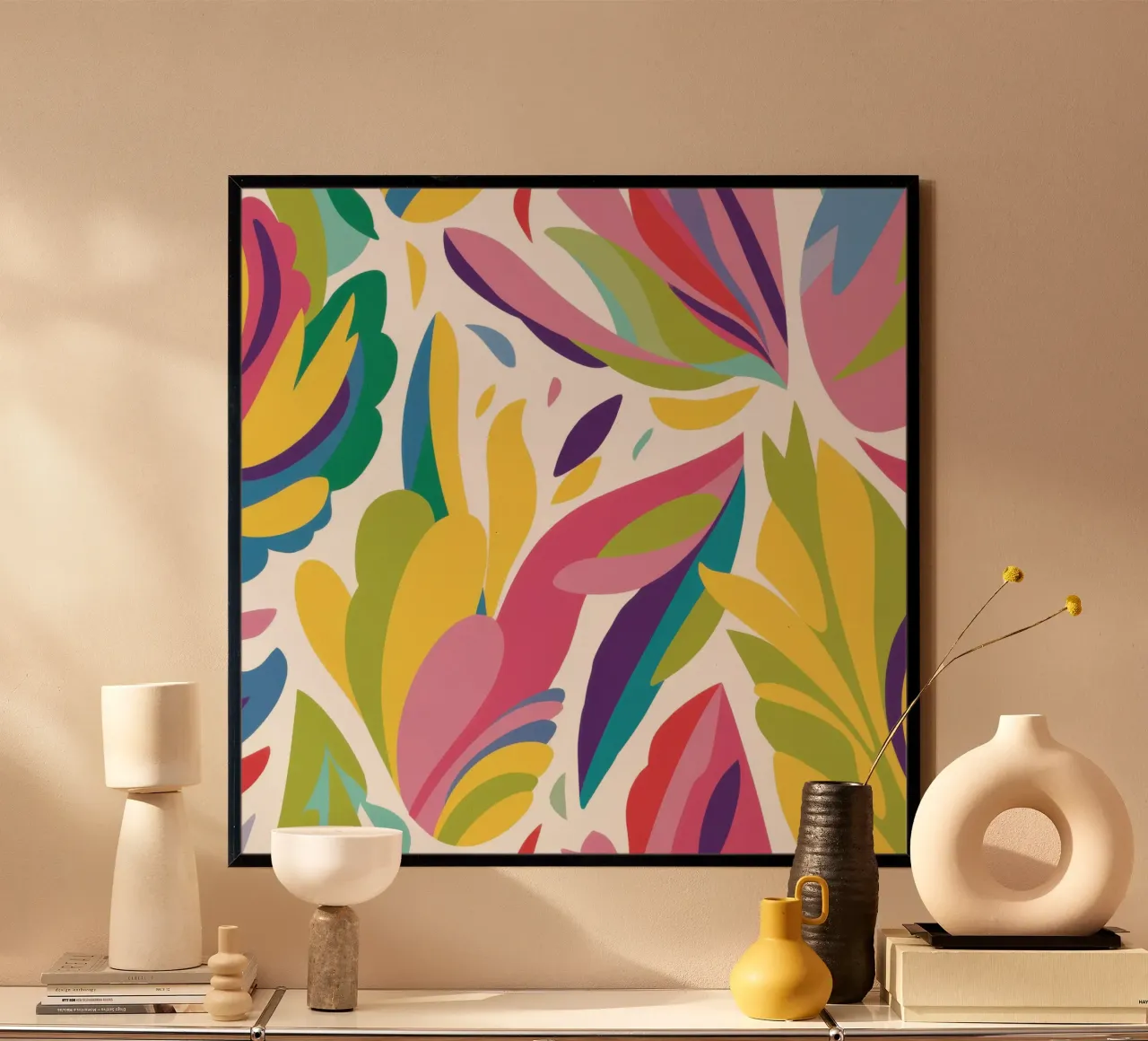 Danza dei petali prismatici poster con telaio in plastica da Heaven Craft