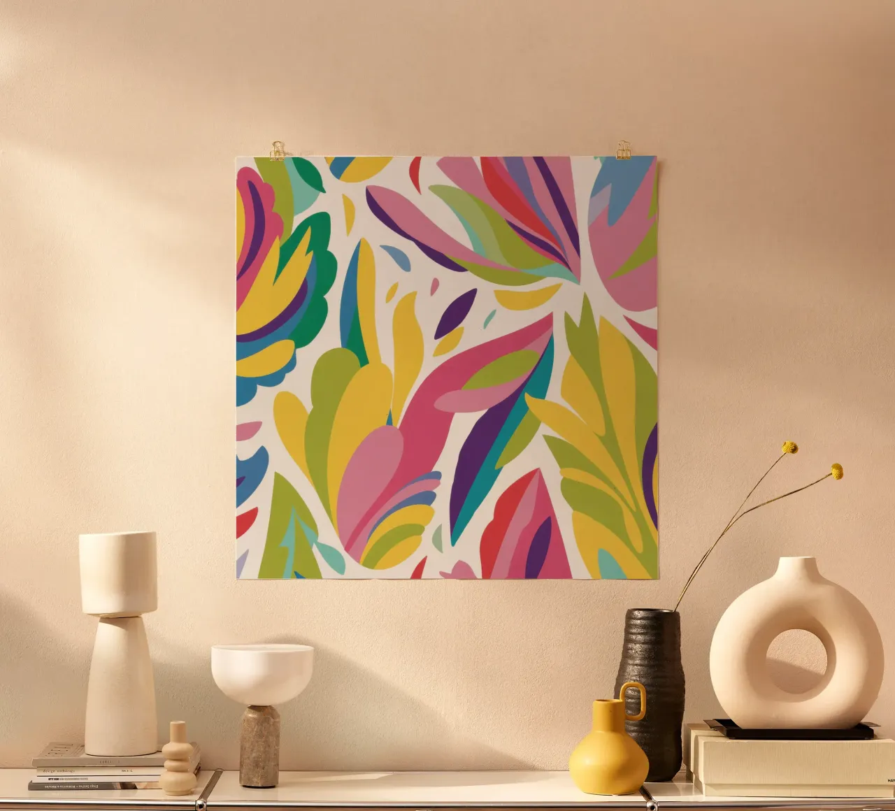 Danza dei petali prismatici poster con telaio in plastica da Heaven Craft