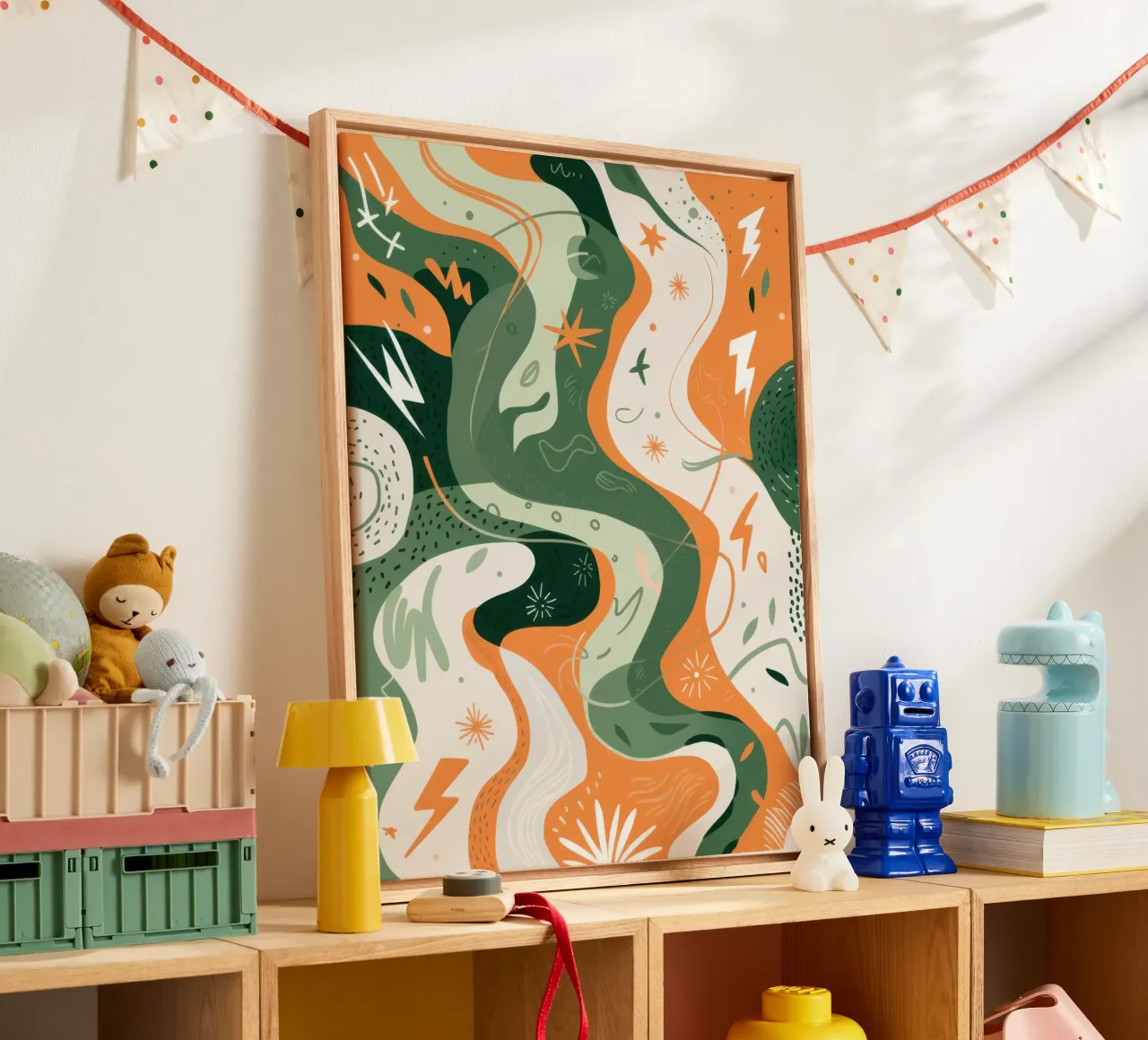 Flowing Botanical Forms canvas with Floater frame by Moon Revolver