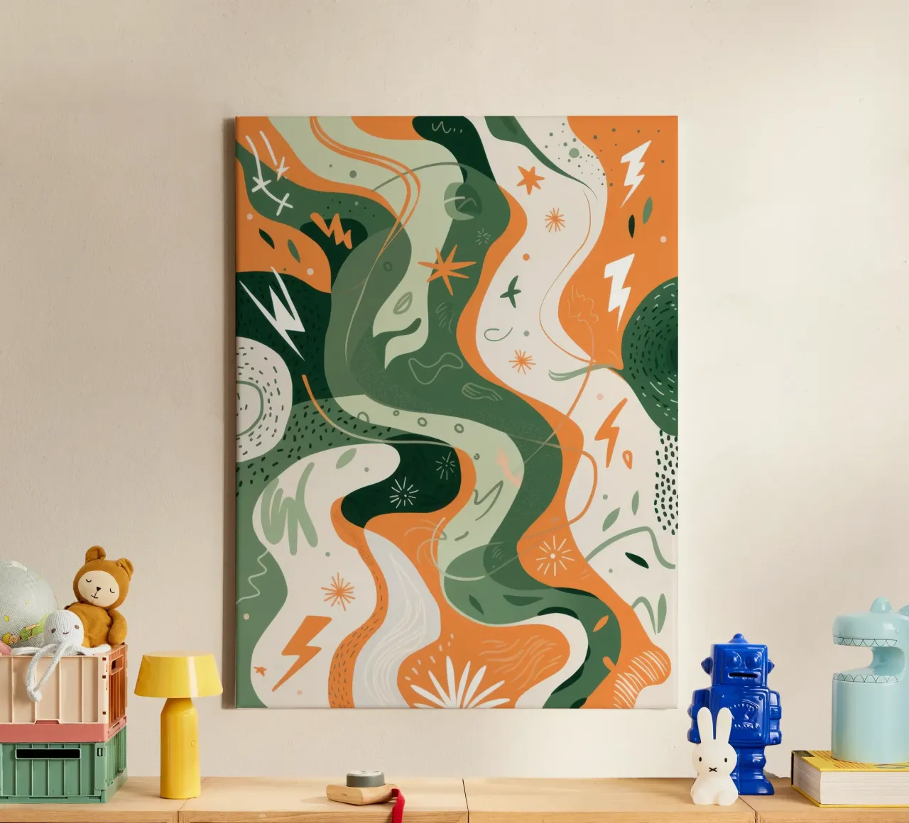 Flowing Botanical Forms canvas with Floater frame by Moon Revolver