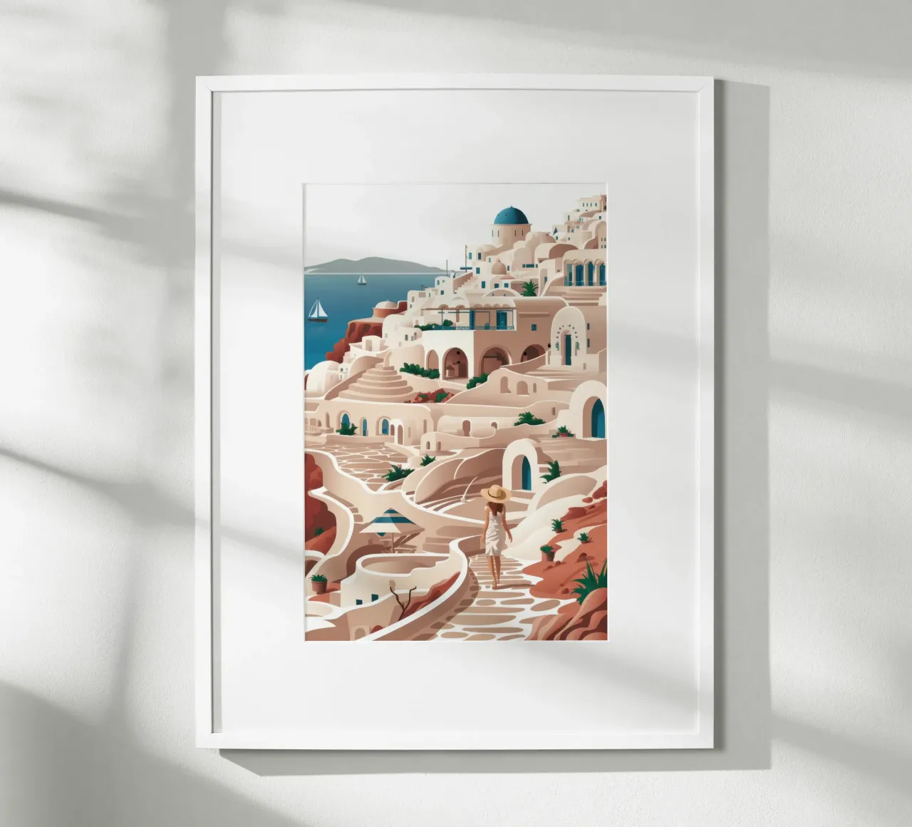 Chemin sinueux de Santorin poster avec cadre en plastique de Wish Studio