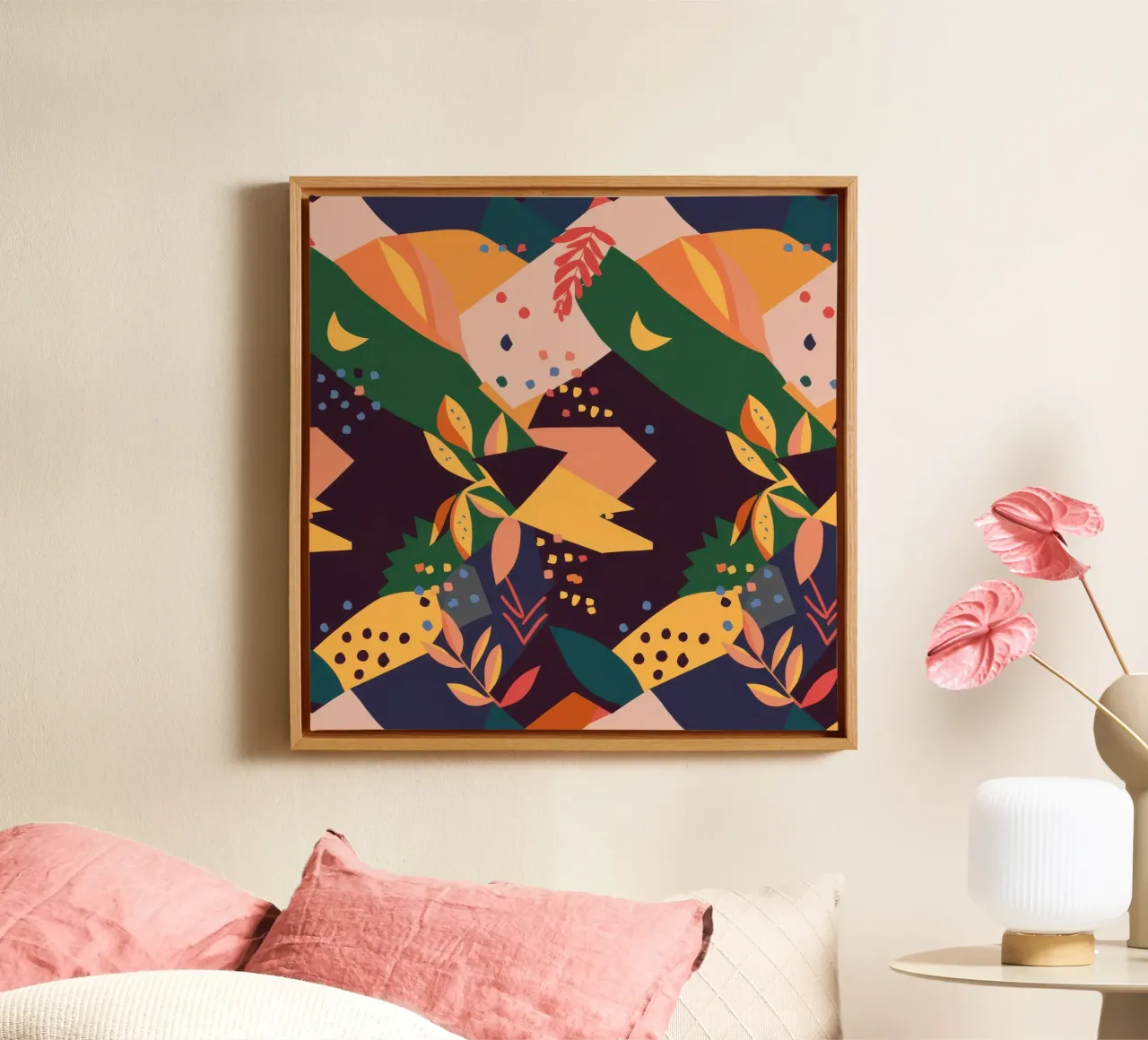 Nocturnal Abstract Garden canvas with Floater frame by Moon Revolver