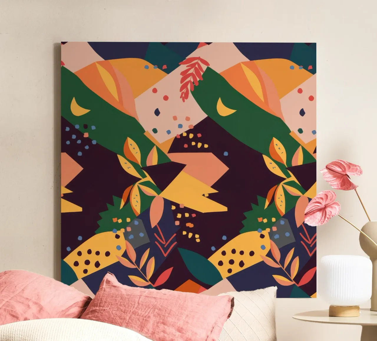 Nocturnal Abstract Garden canvas with Floater frame by Moon Revolver