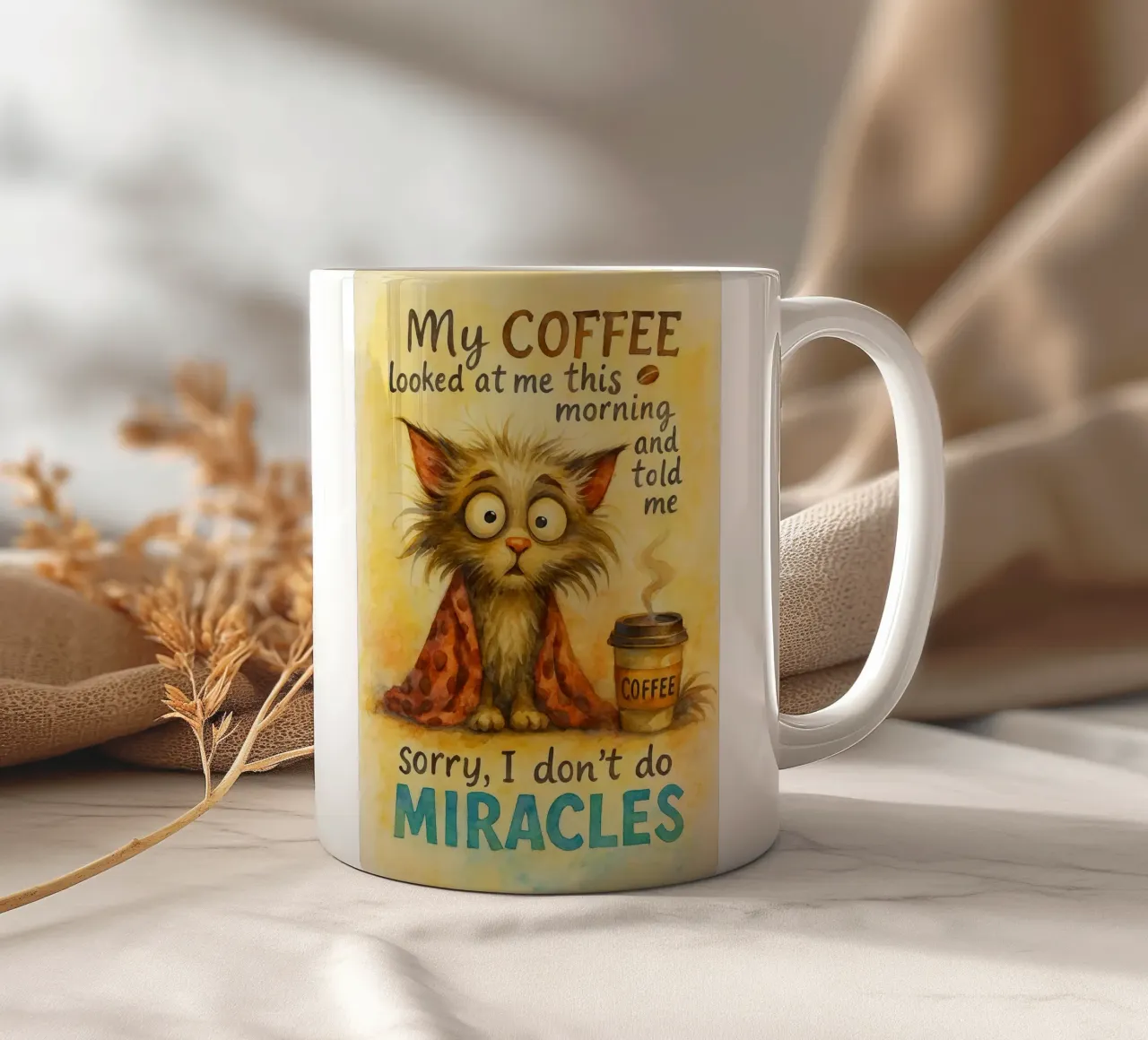 miracoli divertenti del gatto del caffè tazza in ceramica da tanabaroo
