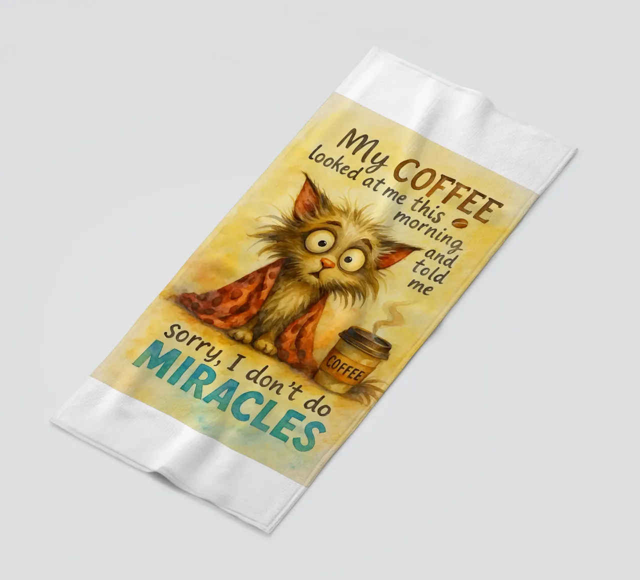 miracoli divertenti del gatto del caffè telo mare da tanabaroo