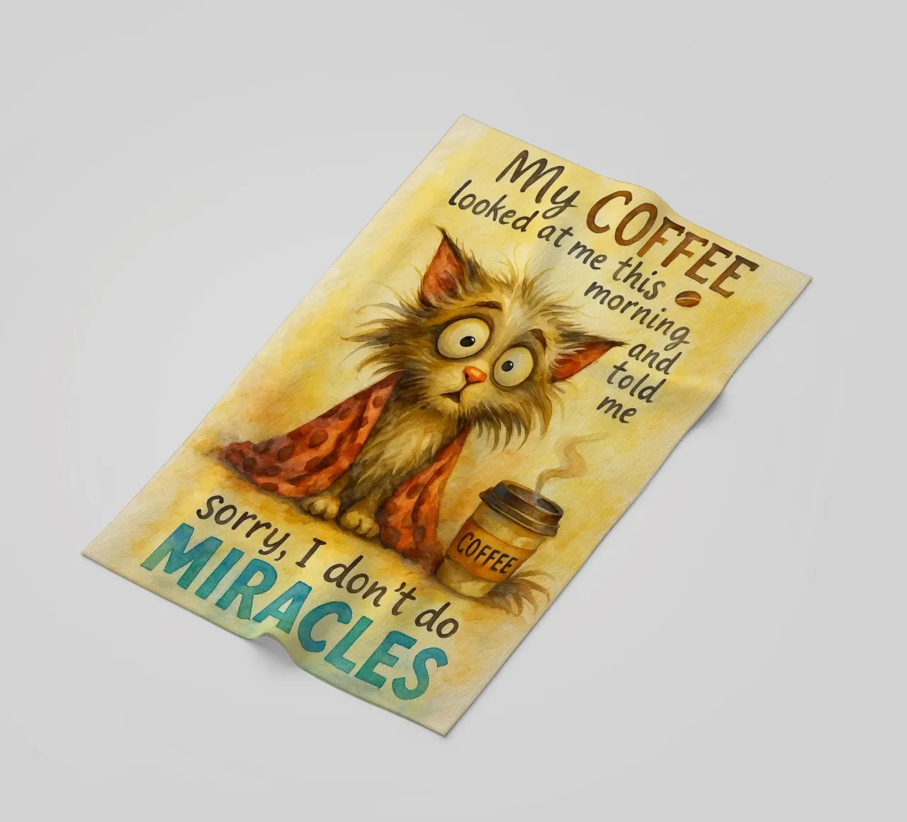 miracoli divertenti del gatto del caffè telo mare da tanabaroo