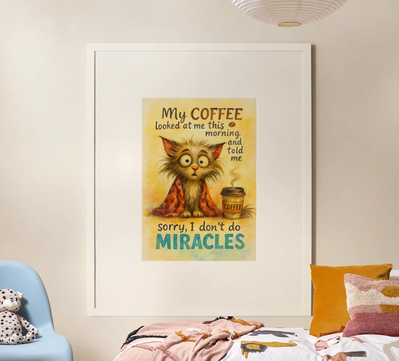 miracoli divertenti del gatto del caffè poster da tanabaroo