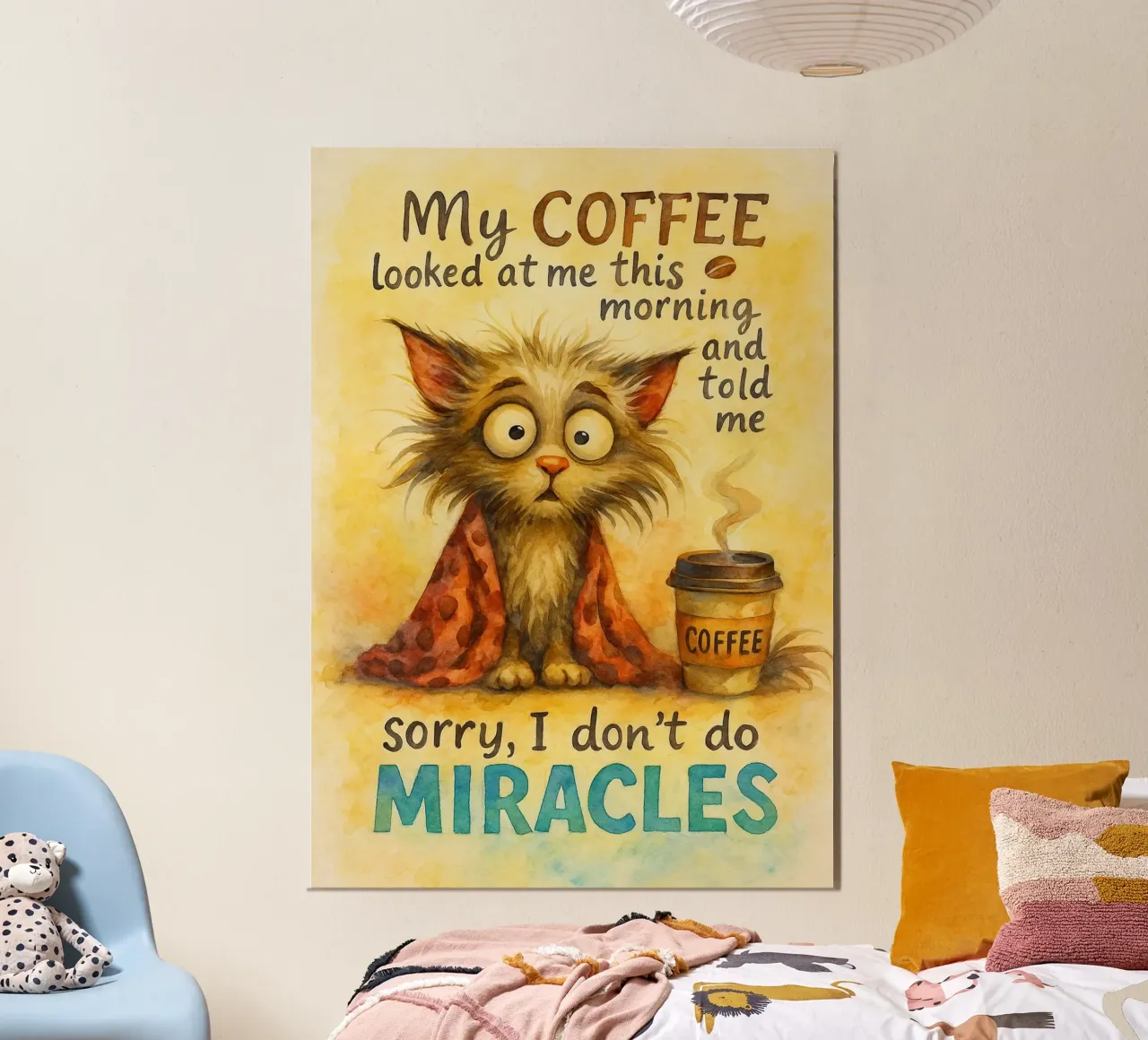 miracoli divertenti del gatto del caffè poster da tanabaroo