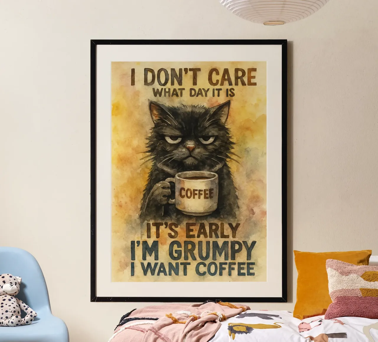 divertente gatto del caffè poster da tanabaroo